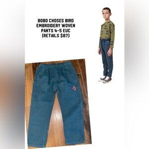 Bobo  choses bird embroidery woven pants 4-5 euc